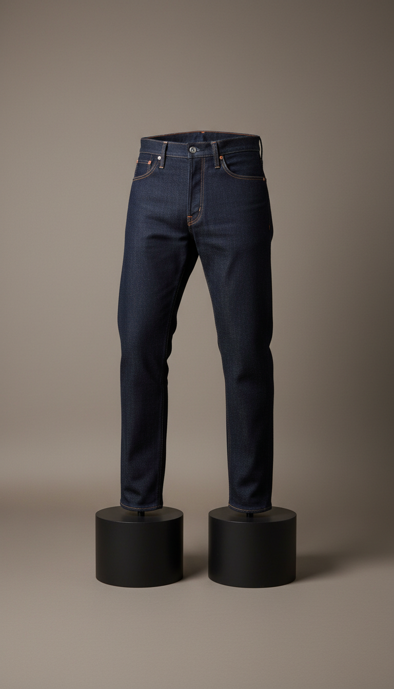 Tailored Japanese Denim Pants With Tapered Leg
